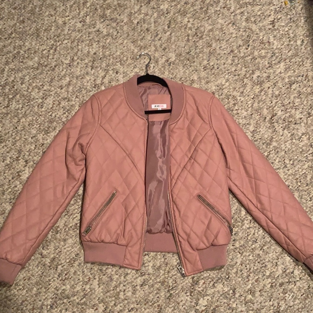 JustFab Pink Faux Leather Jacket